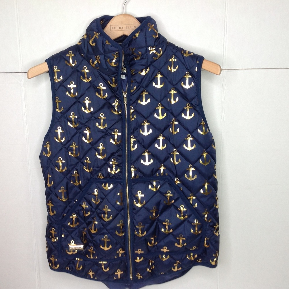 Simply Southern Blue Vest Anchor Puffer Jacket